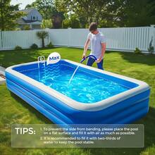 Family Inflatable Rectangular Pool, Durable PVC Outdoor Backyard Pool For Family Gatherings, Summer Parties, And Garden Leisure(305*183cm) - 305x183cm - View 12