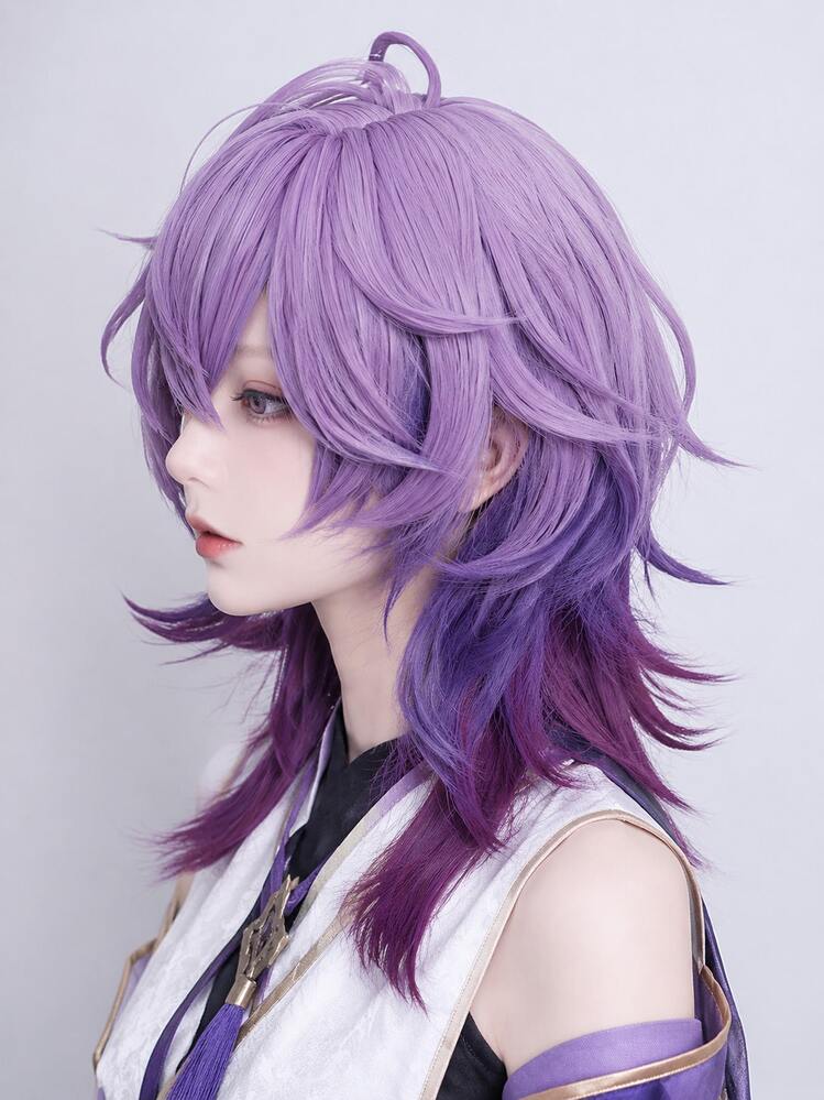 20 Inch Women's Cosplay Wig, With Realistic Lace Top, High-Temperature Textured Silk, Rose Mesh, Ombre 3-Color Design. Suitable For Cosplay, Parties And Anime Conventions., Halloween - Ombre - View 3