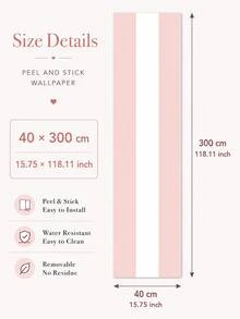 SUPSTICKER 1 捲粉色條紋壁紙，加厚防水可移除自黏式，15.75x47.24/118.11/196.85 英吋，適用於臥室客廳 - 彩色 - 查看 15
