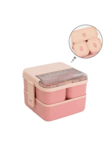 4pcs/1 pieza Caja Bento Estilo Macaron Minimalista de unicolor (Opcional Juego de 4pcs o Paquete Individual) - Hecha de Material PP, Incluye Juego de Tenedor y Cuchara Integrados, Apta para Microondas, Refrigerador, Congelador y Lavavajillas - Multicolor - Ver 14