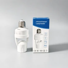 Adaptador de lámpara con sensor de movimiento E27, interruptor de retardo ajustable, se enciende al acercarse, base blanca, fácil instalación, adecuado para uso doméstico, sin batería requerida - Blanco - Ver 15