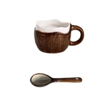 Caneca de café vintage com design de coco, caneca criativa de casca de coco, caneca de chá de cerâmica fofa com vidrado que muda de cor, presente, caneca para casa/pequeno-almoço, caneca - Multicolorido - Ver 6