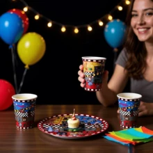 Five Nights at Freddy's 20件組卡通遊戲紙杯與盤子套裝，一次性餐具，適用於生日、婚禮、聖誕節、派對、房間裝飾 - FNAF Combination B - 查看 5