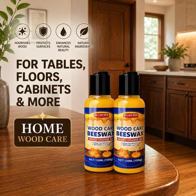 2-Pack Natural Beeswax Wood Polish Wax, Furniture & Floor Care Cream For Wooden Tables, Cabinets, Doors And Countertops, Helps Restore Shine And Reduce Light Surface Marks