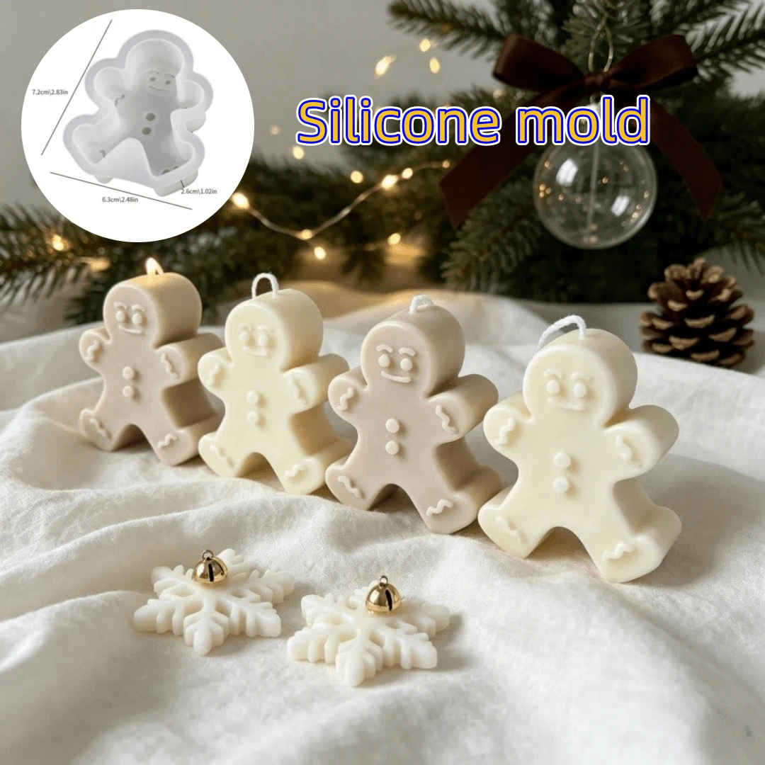 DIY Christmas Snowman Candle Mold, Super Cute Gingerbread Man Mold, Suitable For Making Resin, Gypsum, Candle, Aromatherapy Products, Home Decor, Tabletop Silicone Mold - Snowman Mold - View 1