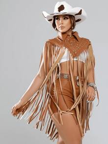 Laiza Fringe And Studded Cape - Camel - Ver 1