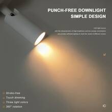 1件裝 LED充電式壁燈，感應夜燈，戶外壁燈，樓梯燈，廚房燈，智能辦公室燈，床頭閱讀燈，櫥櫃照明，走廊，臥室，繪畫，藝術展覽和室內植物照明燈具，喬遷禮物，圓形感應壁燈，350°旋轉和90°上下調節，可調光高亮度夜燈。適用於臥室，床頭，藝術品，盆栽植物。完美的聖誕節和節日禮物 - 彩色 - 查看 7