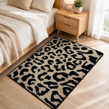 1pc Luxury Leopard Print Bathroom Anti-Slip Mat, Faux Cashmere Rectangular Rug, Absorbent & Non-Slip, Suitable For Bathroom, Toilet, Bedroom, Kitchen Entrance And Other Home Decor, All Season - A - View 1