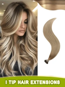 1B Natural Hair Straight Pre-Bonded Real Hair Cold Fusion Seamless Invisible Salon Quality Voluminous Women's Hair Extensions Wedding Holiday Party Gift - Multicolor - View 78