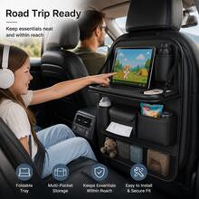 Car Seat Back Storage Organizer Leather Rear Seat Storage Box Table Style Car Seat Back Hanging Bag Anti-Kick Mat - Multicolor - View 3