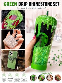 Juego de 24 cuadrículas de strass para uñas, strass brillantes de base plana, gemas de vidrio multicolor para uñas, decoraciones de manicura DIY - una caja - Ver 3
