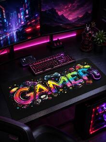 Tấm lót chuột chơi game cỡ XXXL cực lớn, siêu mịn, phủ kín toàn bộ bàn làm việc, có thể giặt, chống thấm nước, chống trượt, kích thước 39,37"X19,69", đế cao su chống trượt, bề mặt vải, nền đen, họa tiết GAMER nhiều màu sắc, tấm lót bàn phím lớn bảo vệ bàn làm việc máy tính văn phòng, tương thích với chuột có dây và không dây, sử dụng cho văn phòng, nhà và chơi game, quà tặng, quà tặng Ngày của Mẹ, quà tặng ngày lễ - Xem 5