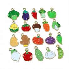 20 piezas de dijes de esmalte con forma de verduras, colgantes de chile, tomate, patata, maíz, zanahoria, dijes de comida, accesorios y hallazgos para hacer joyas DIY - verdura - Ver 4