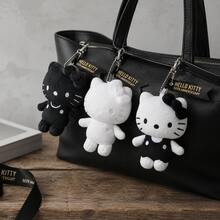 1個 Sanrio Hello Kitty 50週年紀念版黑白絨毛包飾吊飾,可愛KT貓娃娃,日系少女風禮物 - 彩色 - 查看 2