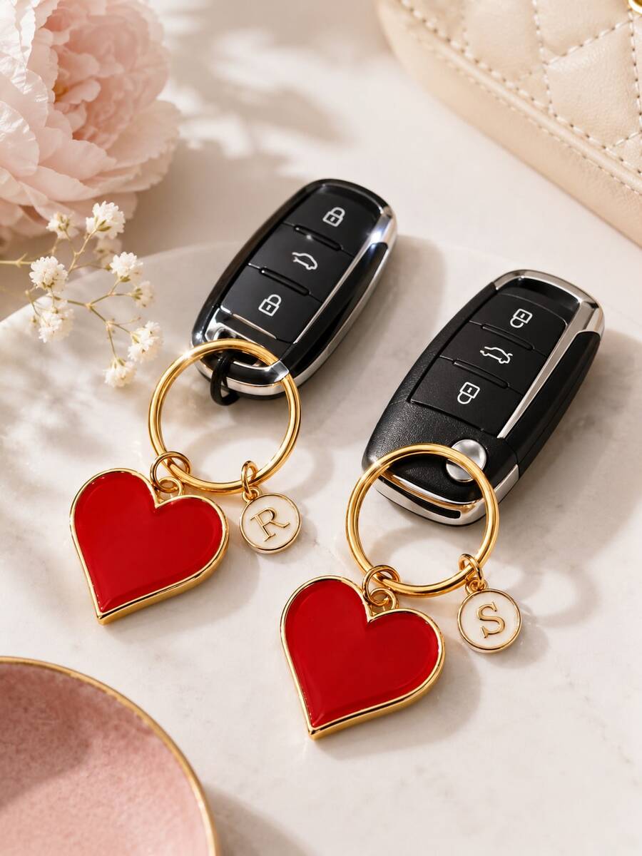 Heart-Shaped Keychain, Back To School Gift, Bag Keychain, Keychain Gift For Women, Car Keychain, Key Chain, Holiday Gift, Daily And Holiday Accessory - Red Love Heart - View 1