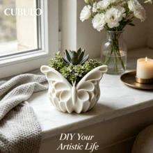 Cubulo 3D鏤空翅膀蝴蝶矽膠模具，可重複使用樹脂鑄造模具，適用於DIY香氛蠟燭、多肉植物盆栽、筆筒、環氧樹脂與石膏黏土手工藝，居家美學裝飾禮品，1件裝 - 模具 - 查看 3