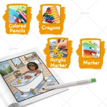 Buku Mewarnai Dewasa & Anak-Anak "Life Cozy Relaxing", Desain Minimalis Besar untuk Membantu Anda Bersantai, Termasuk Pola dan Mandala yang Lucu dan Nyaman (Berani & Mudah Diwarnai), Hadiah Hari Ibu, Perlengkapan Kembali ke Sekolah - Kehidupan sehari-hari seorang gadis kulit hitam - View 7