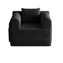 [Patented Design] 2-In-1 Chenille Sofa Bed With Storage Compartment In Armrest, Three Metal Frames And Multiple Configuration Options. - 黑色 - 查看 5