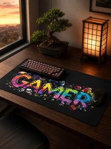 Tấm lót chuột chơi game cỡ XXXL cực lớn, siêu mịn, phủ kín toàn bộ bàn làm việc, có thể giặt, chống thấm nước, chống trượt, kích thước 39,37"X19,69", đế cao su chống trượt, bề mặt vải, nền đen, họa tiết GAMER nhiều màu sắc, tấm lót bàn phím lớn bảo vệ bàn làm việc máy tính văn phòng, tương thích với chuột có dây và không dây, sử dụng cho văn phòng, nhà và chơi game, quà tặng, quà tặng Ngày của Mẹ, quà tặng ngày lễ - Xem 4