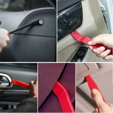 Kit de 4/5/11/12 piezas de herramientas de palanca para desmontar radio, puerta, clip, panel, moldura y salpicadero de automóvil, cuchillas de plástico para desmontaje manual de interior de coche - Rojo - Ver 12