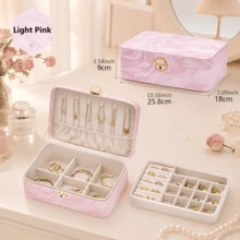 CASEGRACE 1 buah Kotak Penyimpanan Perhiasan Anak Perempuan, Bahan Kulit Sintetis, Dengan Kunci, Desain Dua Lapis, Dapat Menyimpan Anting, Kalung, Cincin, dan Aksesoris Lainnya, Cocok untuk Penggunaan di Meja dan Perjalanan, Pilihan Hadiah Ulang Tahun dan Pernikahan. - beraneka warna - View 14