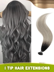 1B Natural Hair Straight Pre-Bonded Real Hair Cold Fusion Seamless Invisible Salon Quality Voluminous Women's Hair Extensions Wedding Holiday Party Gift - Multicolor - View 81