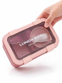 Caja de almuerzo a prueba de fugas con utensilios incorporados, caja bento con cierre de 4 lados, adecuada para la preparación de comidas – apta para microondas y fácil de limpiar – contenedor de alimentos de plástico duradero, adecuado para el trabajo y los viajes. - Multicolor - Ver 5