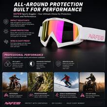 NAFEIB 越野摩托車護目鏡,PC鏡片,防風防塵,適用於摩托車/ATV/山地單車/滑雪 - 彩色 - 查看 10