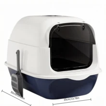 Helt sluten lukttät kattlåda, höjd stänkskyddad design, rymlig insida lämplig för flera katter, levereras med kattlådeskopa, finns i flera färger, enkel att montera isär, montera och rengöra, håller ditt hem fräscht och snyggt - En-Storlek - Visa 12