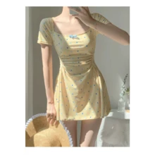 Women Swim Dresses - Yellow - View 9