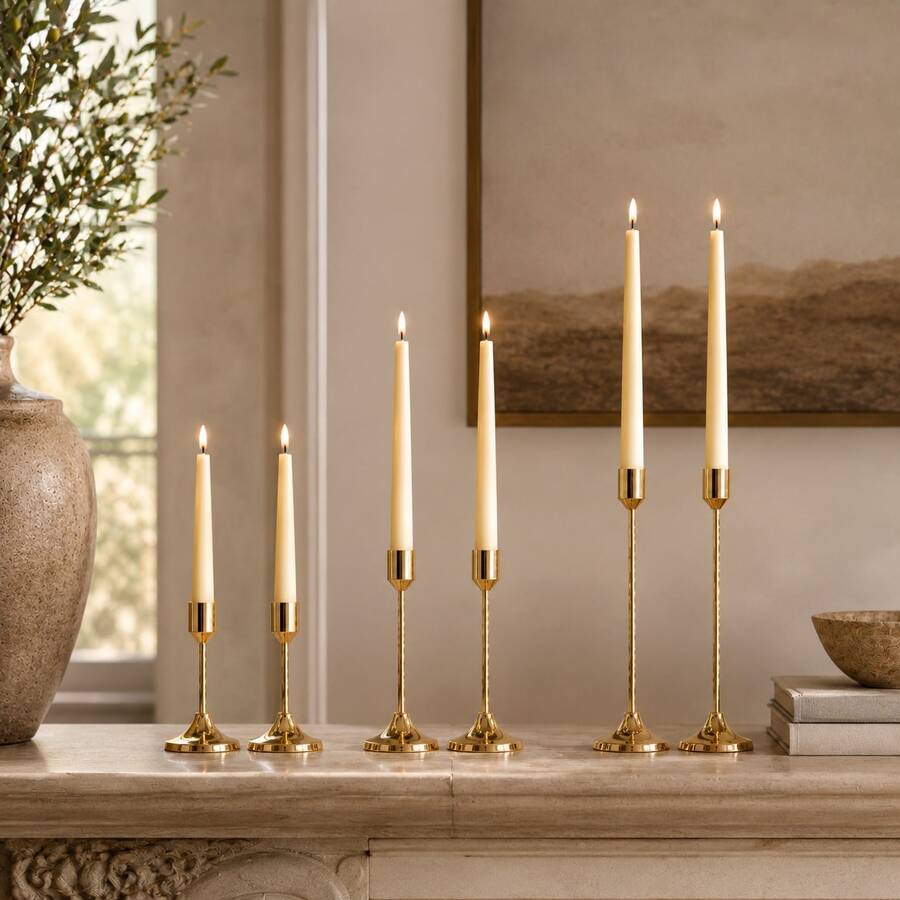 12/6/3PCS French Gold/Black/Faux Gold Candle Holder Set, Suitable For Pillar And Conical Candles, Suitable For Home, Wedding, Party, Anniversary Decoration - Multicolor - View 1