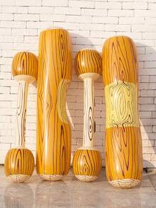 1/2 Pair Inflatable Water Bumper Balls With Wood Grain Pattern, Adult Floating Raft Inflatable Game Sticks For Interactive Play - Multicolor - View 5