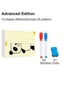10pcs Reusable Cartoon Grid Symmetrical Drawing Cards, Pen Control Art Training Set, Portable Educational Activity Supplies - Multicolor - View 4