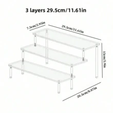 3-Tier Trapezoid Acrylic Display Stand, Home Storage Display Rack, Jewelry & Cosmetics Display Stand, Multi-Layer Transparent Display Rack, Cake Stand, Perfume Stand, Home Decor, Travel Essential - Multicolor - View 16