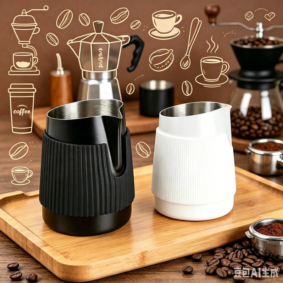 1個 350ml 牛奶發泡壺 防燙矽膠杯套 咖啡館咖啡杯發泡器 拿鐵壺 奶泡杯 咖啡壺,不鏽鋼牛奶發泡壺 濃縮咖啡拿鐵藝術壺,奶泡製造杯,人體工學出水口牛奶加熱壺 - 彩色 - 查看 1