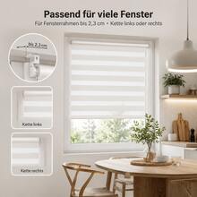 CELESTA 1 Stück No-Drill Zebra-Rollo, doppellagiges Tag-Nacht-Fensterrollo ohne Strom, leicht zu montieren, stilvoller Sichtschutz für Büro, Küche, Schlafzimmer und Zuhause - 85*140cm (Stoffbreite=81cm) - Übersicht 3