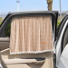1 Set Karomuster Seitenfenster Sonnenschutz. Atmungsaktives Gewebe blockiert UV und Hitze, erhöht Privatsphäre. Einfache Hakenmontage, passt für die meisten Fahrzeuge, praktische Sommer Auto Dekoration. - Mehrfarbig - Übersicht 15