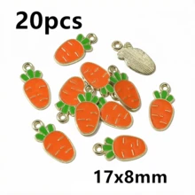 20 piezas de dijes de esmalte con forma de verduras, colgantes de chile, tomate, patata, maíz, zanahoria, dijes de comida, accesorios y hallazgos para hacer joyas DIY - verdura - Ver 12