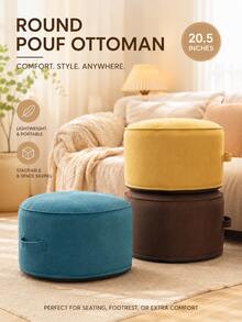 1pc 40cm Large Size Soft Comfortable Cotton Floor Cushion, Non-Slip Durable Round Floor Mat, Japanese Minimalist Style Round Zabuton Cushion, Exquisite Pleated Texture Design With 5cm Thick Padding Support, Essential For Sitting, Resting, Meditation, Yoga, Living Room, Bedroom Home Decor - Multicolor - View 5