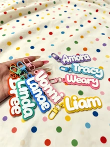 1 pieza Llavero de nombre de acrílico, accesorio DIY, adecuado para bolso, decoración de mochila, equipaje, etiqueta de nombre para cumpleaños y vacaciones, regalo para familia, amigos, regalo personalizado - Multicolor - Ver 8