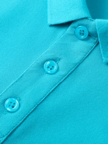 KyrLssu Women's Short Sleeve Polo Collar Sports Top, Button Placket Slim Fit With Cuffed Sleeve Detail For Tennis Golf And Daily Casual Outfit Matching - Blue - View 7
