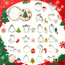 Juego de 21 piezas de cortadores de galletas mini navideños con diseños festivos, perfecto para Navidad, fiestas de invierno, fiestas de cumpleaños y talla grande. Herramientas de horneado duraderas y fáciles de limpiar con una construcción resistente y reutilizable. - Ver 2
