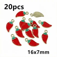 20 piezas de dijes de esmalte con forma de verduras, colgantes de chile, tomate, patata, maíz, zanahoria, dijes de comida, accesorios y hallazgos para hacer joyas DIY - verdura - Ver 32