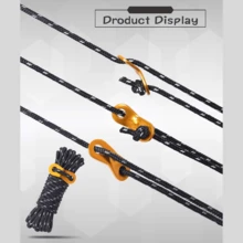 8 Pack High-Reflective Guy Lines, 4mm Ultralight Tent Cords With Aluminum Adjuster Tensioner, High-Strength Outdoor Lightweight Camp Ropes For Tent, Tying Down Tarps, Camping Packaging, Hiking Backpacking (Black) - 8 Pack - View 3