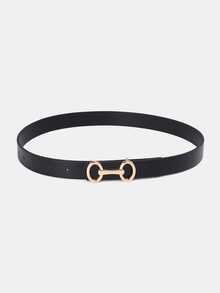 1pc Solid Color Casual PU (Polyurethane) Women's Belt Suitable For Daily Use Double D-Buckle For Dresses And Suit Pants - A - View 5