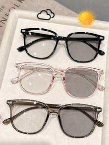 3pcs/Set Women's Minimalist Casual Photochromic Fashion Glasses - 3pcs Black Transparent Pink Tea Gray - View 4