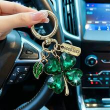EBUDAE 1pc Lucky Clover Keychain, Shiny Faux Crystal Four-Leaf Clover Key Ring With GOOD LUCK Pendant, Suitable For Bags And Car Decoration, Perfect Gift For Women - Multicolor - View 7