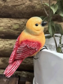 精緻眉鳥樹脂裝飾品 - 具有彩色圖案和懸掛設計，適合裝飾露台、花園、花盆、陽台、盆栽和魚缸。是鳥類愛好者的完美禮物，也是絕佳的情人節禮物。 - C - 查看 6