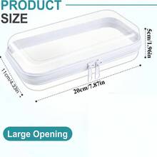 4 piezas Bolsa de maquillaje con cremallera transparente dura, bolsa de plástico con cremallera, caja de almacenamiento transparente, contenedor adecuado para cosméticos, aperitivos, bloques de construcción, rompecabezas (Transparente, 7.87x4.33x1.96 pulgadas, Blanco) - Blanco - Ver 2