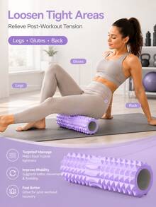 Foam Yoga Massage Roller: Promotes Muscle Relaxation And Enhances Flexibility | Textured Surface Design For Deep Tissue Massage | Suitable For Yoga, Pilates And Various Fitness Activities | Yoga Accessories & Supplies | Textured Roller - Multicolor - View 1
